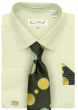 Karl Knox Men's French Cuff Shirt Set - Checker-Dot Tie