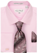Karl Knox Men's French Cuff Fashion Shirt Set - Bold Jacquard Tie