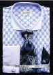 Daniel Ellissa Men's Outlet French Cuff Dress Shirt Set - Diamond Weave 