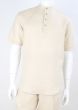 Apollo King Men's Short Sleeve Linen Casual Shirt - Banded Collar