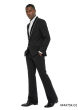 Black Suit with Flared Pants Studded Trim Shawl Lapel
