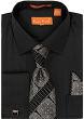 Karl Knox Men's French Cuff Shirt Set - Unique Stripe Tie
