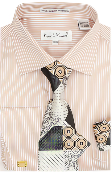 Karl Knox Men's French Cuff Shirt Set - Triple Pattern Checker