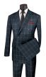 Vinci Men's 2 Piece Modern Fit Suit - Windowpane