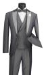 Vinci Men's 3 Piece Wool Feel Slim Fit Suit - Textured Jacquard