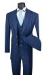 Blue Pinstipe Suit Mens Suits Three Piece Suit for Gents Suit Jacket with Peak Lapel