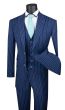 CCO Men's Outlet 3 Piece Wool Feel Executive Suit - Vibrant Pinstripe