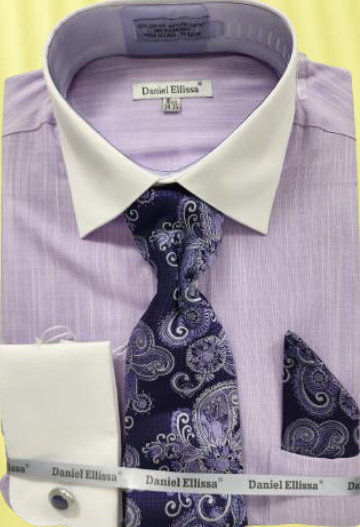 Daniel Ellissa Men's Lavender Cotton-Blend Dress Shirt, Regular Fit main image 1