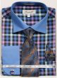 Fratello Men's French Cuff Dress Shirt Set - Vibrant Checker