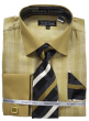Avanti Uomo Men's French Cuff Shirt Set - Glen Check with Solid Collar