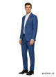 Blue Two Piece Suits for Men Cuffed Pants