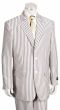Canto Men's Outlet 3 Piece Poly-Rayon Seersucker Suit - Peak Lapel