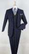 Navy Pinstripes Mens Suit Semi Wide Leg Pants
