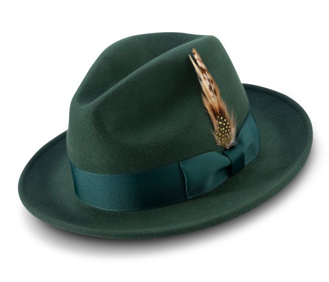 Montique Men's Fashion Wool Fedora Hat - Wide Brim