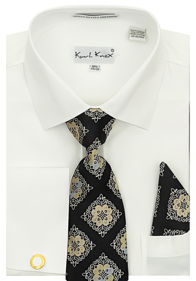 Karl Knox Men's French Cuff Shirt Set - Diamond Tiles