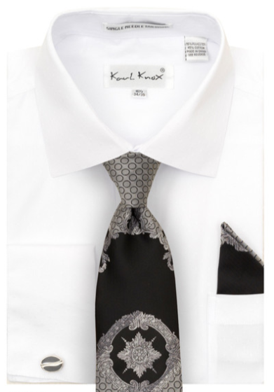 Karl Knox Men's French Cuff Shirt Set - Fashion Two Tone