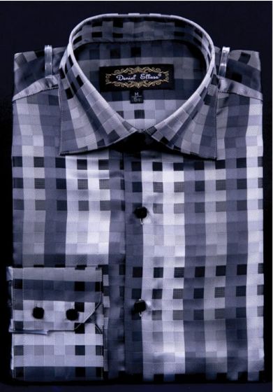 Daniel Ellissa Men's Outlet Fashion Dress Shirt - Squares and Stripes 