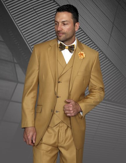 Statement Men's 3 Piece Wool Outlet Suit - Elegant Solid