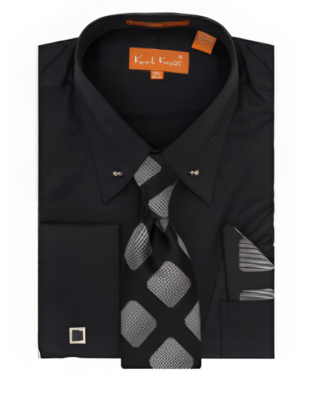 Karl Knox Men's French Cuff Shirt Set - Gradient Cubes