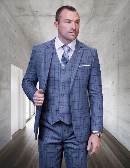 Statement Men's 100% Wool 3 Piece Suit - Plaid Fashion