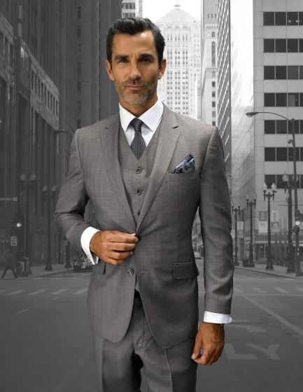 Statement Men's Big and Tall 3 Piece Suit - Light Plaid