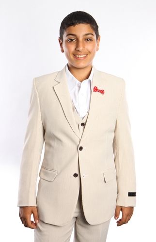 Tazio Boy's 3 Piece Houndstooth Suit - Elbow Patches