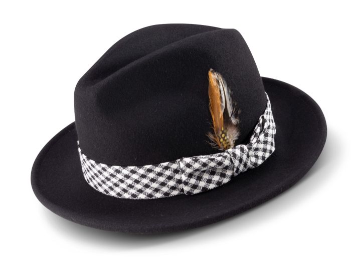 CCO Men's Fedora Style Wool Hat - Textured Plaid