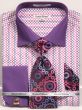 Daniel Ellissa Men's French Cuff Shirt Set - Colorful Weave Pattern