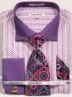 Daniel Ellissa Men's Outlet French Cuff Shirt Set - Colorful Weave Pattern