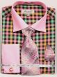 Fratello Men's French Cuff Dress Shirt Set - Vibrant Checker