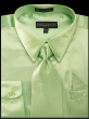 Apple Green Men Shirts Satin Shirt for Men Tie and Handkerchief
