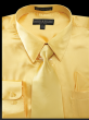 Gold Men Shirts Satin Shirt for Men Tie and Handkerchief