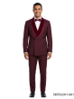 Burgundy Tux Mens Double Breasted Tuxedo Velvet Shawl Lapel