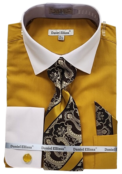 Mustard Shirts for Men French Cuff Shirt