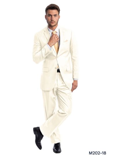 Demantie Men's 2 Piece Solid Executive Suit - with Flat Front Pants