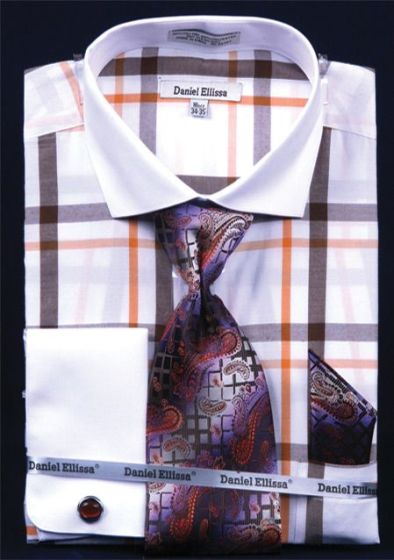DANIEL ELLISSA JQD PATTERN WITH WHITE COLLAR & FRENCH CUFF DS3831P2 BLACK