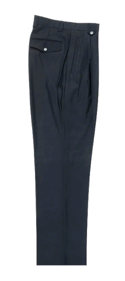 Tiglio Rosso Men's 100% Wool Pants - Wide Leg - Navy