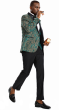 CCO Men's Outlet 3 Piece Skinny Fit Suit - Gold Paisley