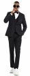 Tazio Men's 3 Piece Skinny Fit Suit - Sleek Pinstripe
