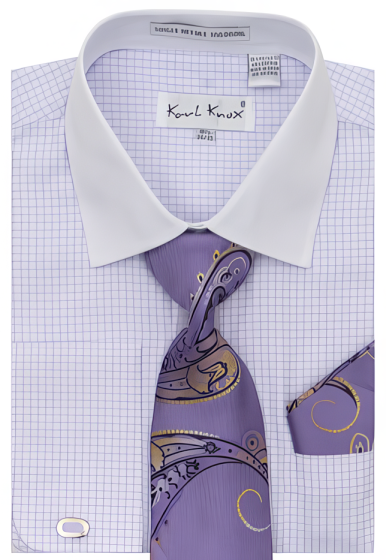 Karl Knox Men's French Cuff Shirt Set - Artistic Jacquard