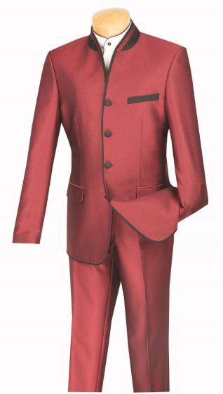 CCO Men's 2 Piece Slim Fit Nehru Outlet Suit - Sharkskin