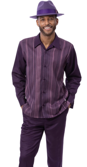 Purple Leisure Suit Clothing Mens Walking Suits