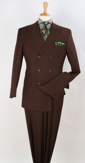 Apollo King Men's 2pc Double Breasted Outlet Suit - Wide Peak Lapel