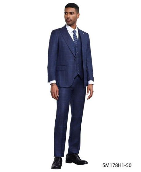 CCO Men's Outlet 3 Piece Hybrid Fit Suit - Large Checker Pattern