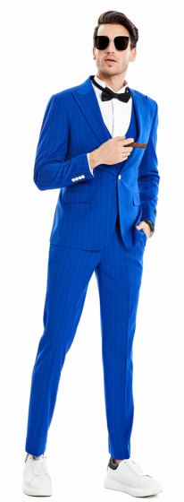 Tazio Men's 3 Piece Skinny Fit Suit - Sleek Pinstripe