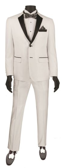 Vinci Men's Outlet 2 Piece Wool Feel Slim Fit Tuxedo - Flat Front Pant