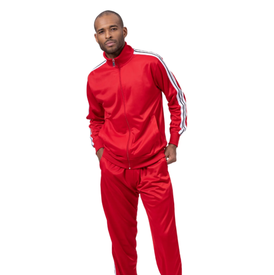 CCO Men's 2 Piece Sport Track Suit - Triple Side Stripe