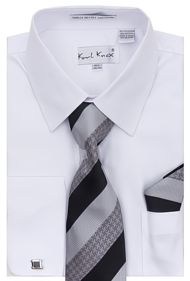 Karl Knox Men's French Cuff Shirt Set - Smooth Triple Stripe