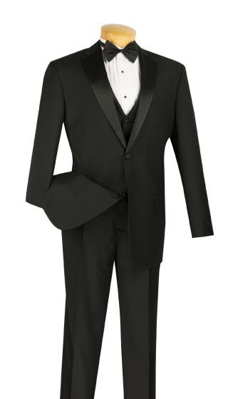 CCO Men's Outlet 4 Piece Wool Feel Tuxedo - Adjustable Waistband