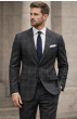 Charcoal Grey Suit Windowpane Plaid Mens Suit Single Breasted Suit Jacket